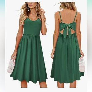 Green dress tie open back